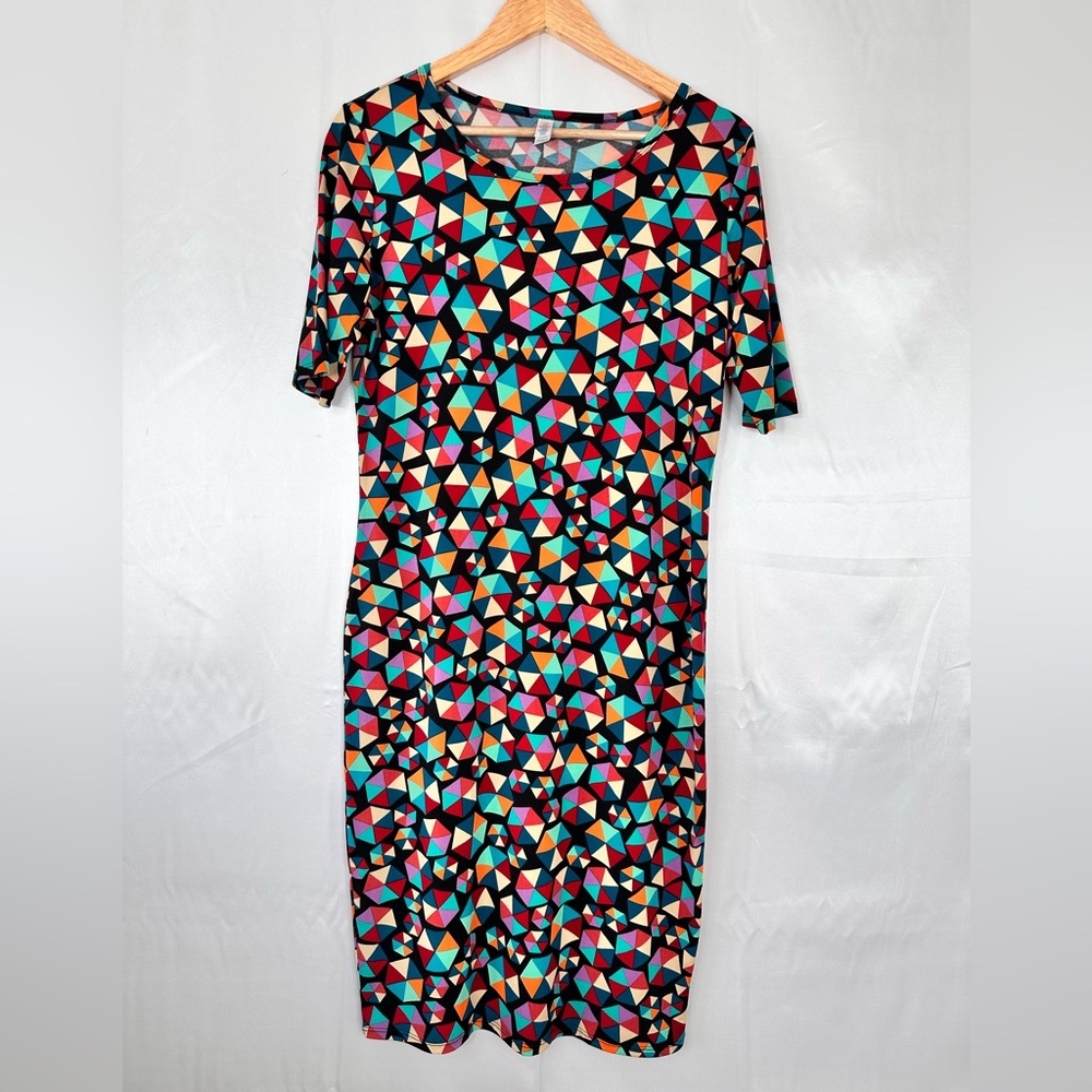 LuLaRoe‎ Colorful Triangle Pattern Midi Dress Size Large